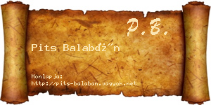 Pits Balabán névjegykártya